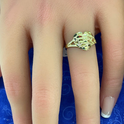 10k Yellow Gold Women’s Nugget Heart Ring 1.80g Size 64