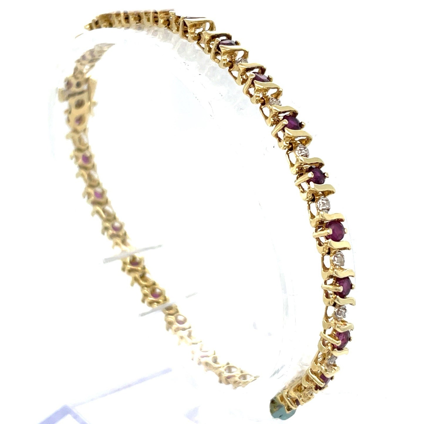 14k Yellow Gold Women’s 7” Ruby Tennis Bracelet 9.00g 2