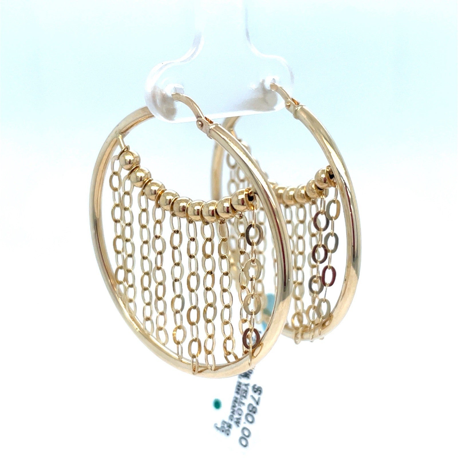 14k Yellow Gold Women’s Polished Hoop Rolo Earrings 5.50g0