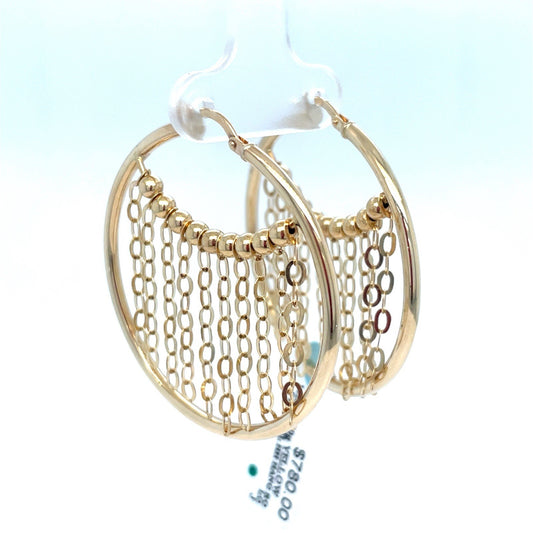 14k Yellow Gold Women’s Polished Hoop Rolo Earrings 5.50g0