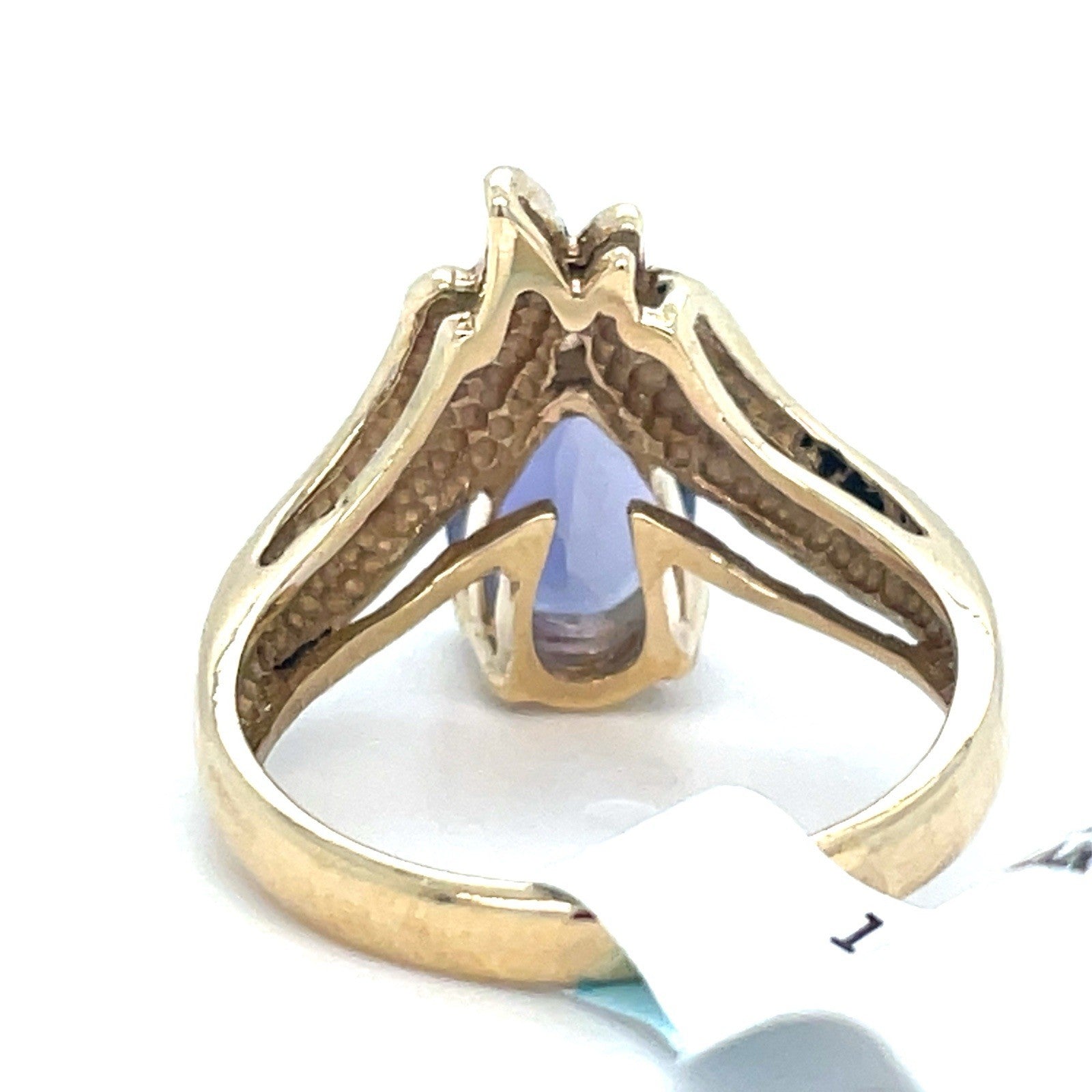 10Kt Yellow Gold Women’s Pear Amethyst Ring 4.40g Size 73