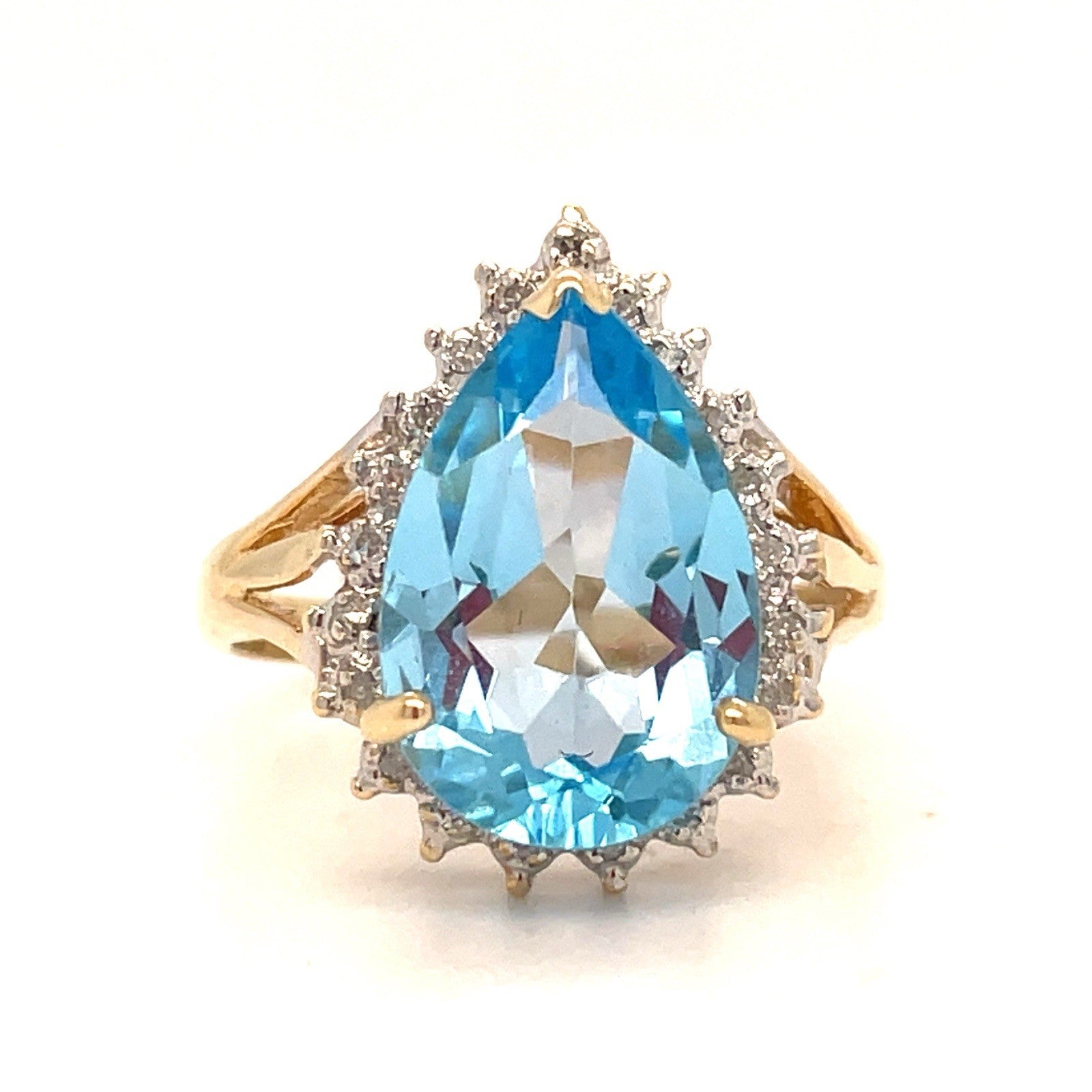 10k Yellow Gold Blue Synthetic Stone Ring 4.80g Size 90