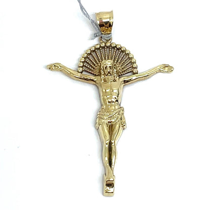 10K Yellow Gold Open Arms Jesus Pendant 3.40g0