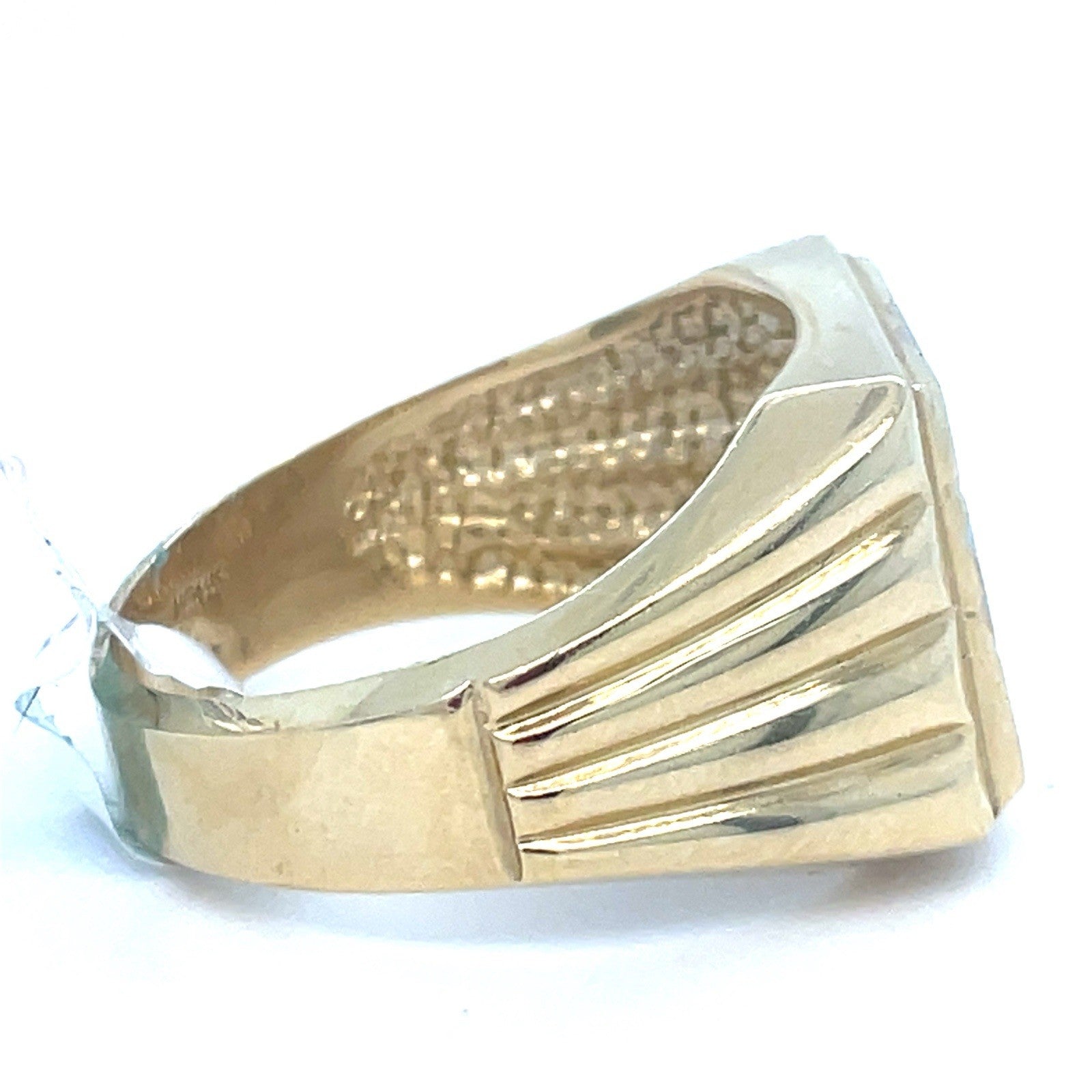 14k Two Tone Gold Men’s Angle Stripe Ring 7.60g Size 9.51