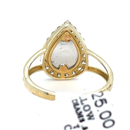 10k Tri Color Gold Pear Diamond Virgin Mary Ring 2.36g .5CTW Size 72