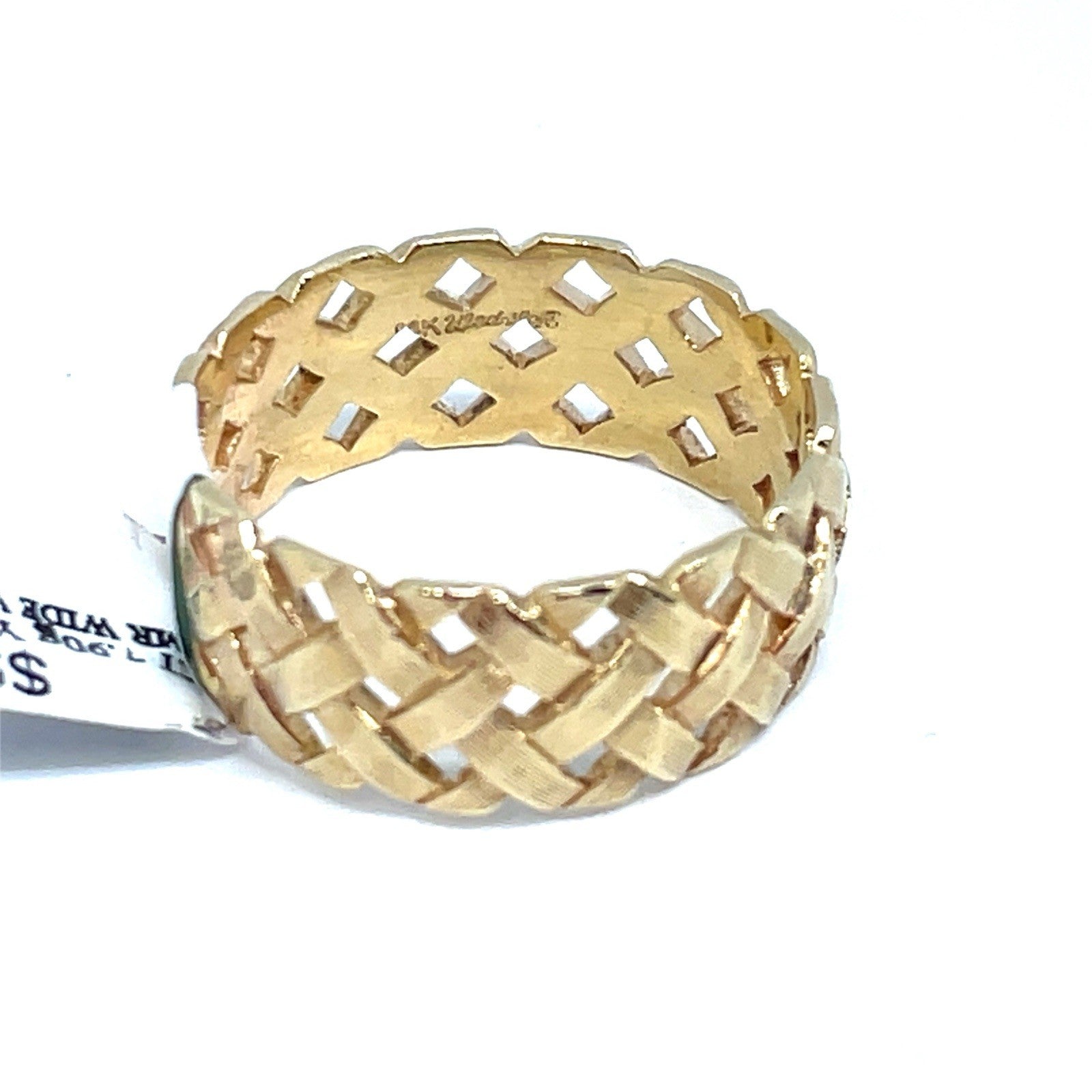 14k Yellow Gold Wide Weave Style Ring 7.90g 9.5MM Size 122