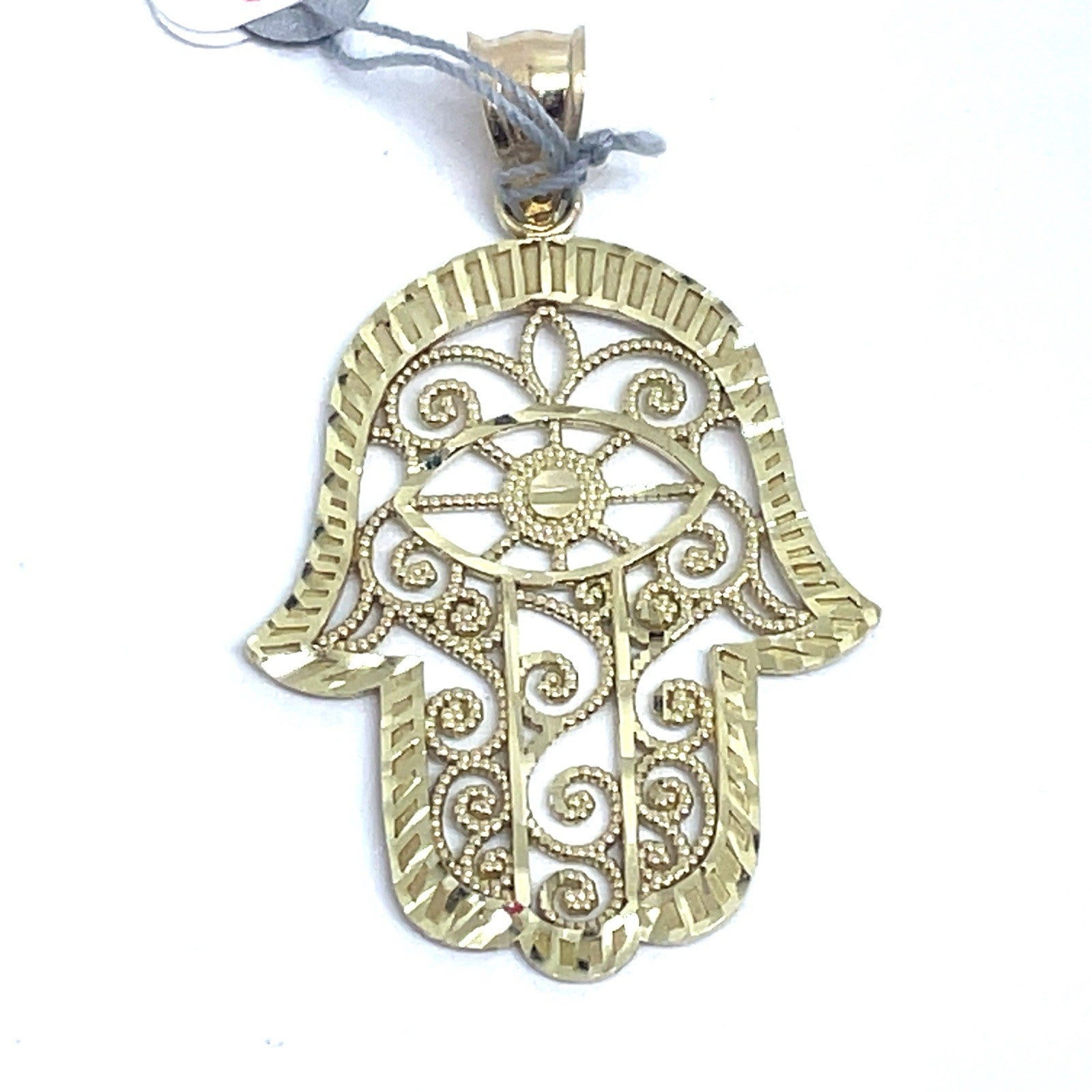 10k Yellow Gold Open Filigri Hamsa Pendant 2.70g0