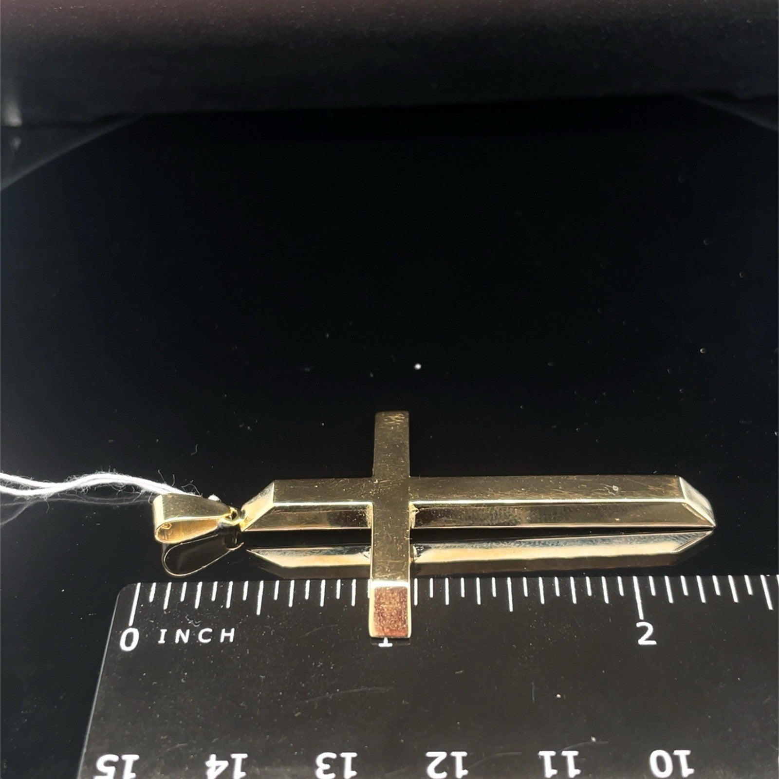 14k Yellow Gold Men’s Hollow Cross Bevel Tips Pendant 2.70g2