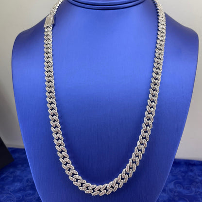 925 Sterling Silver CZ 22” Rounded Cuban Link Necklace 77.70g 8mm2