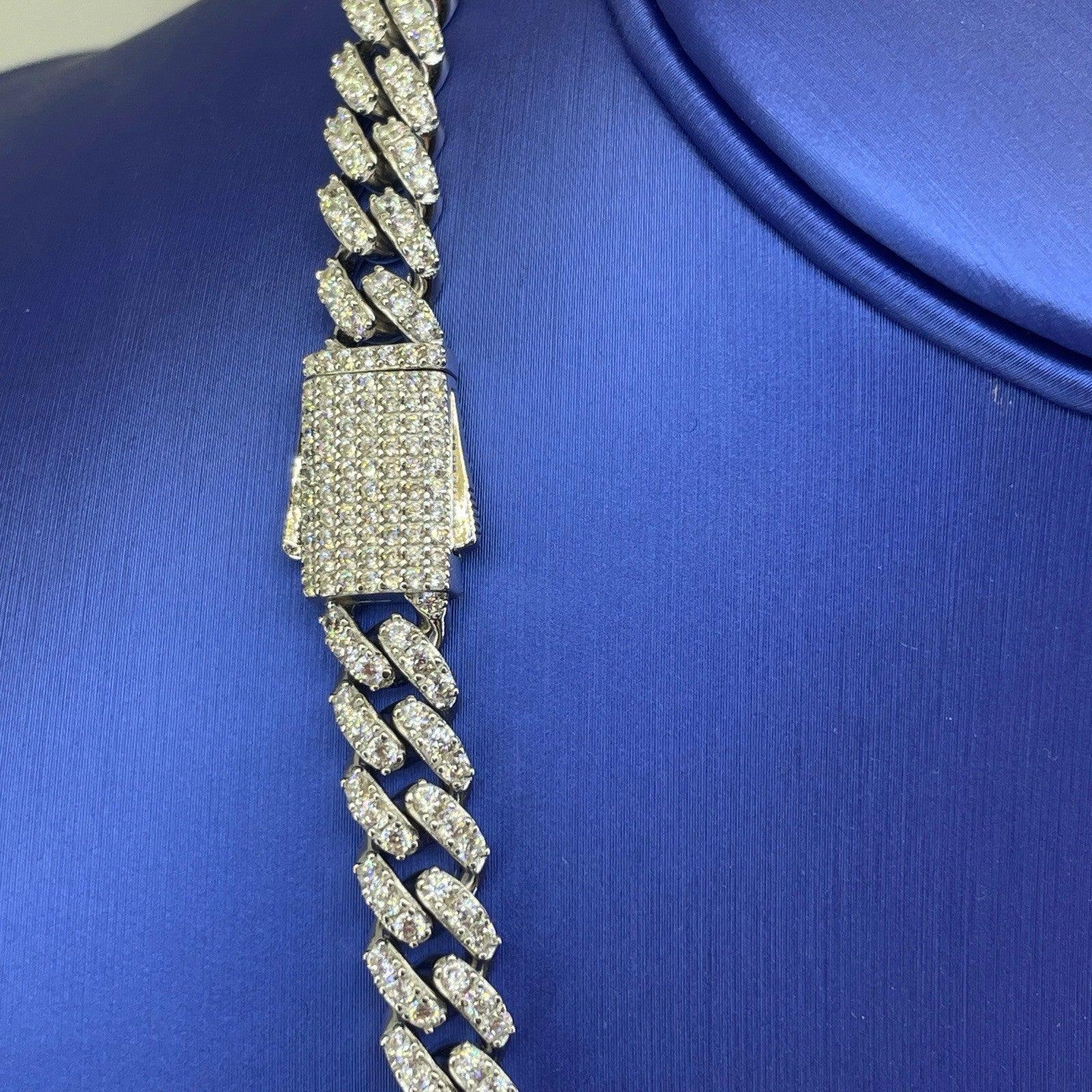 925 Sterling Silver CZ 22” Rounded Cuban Link Necklace 77.70g 8mm3