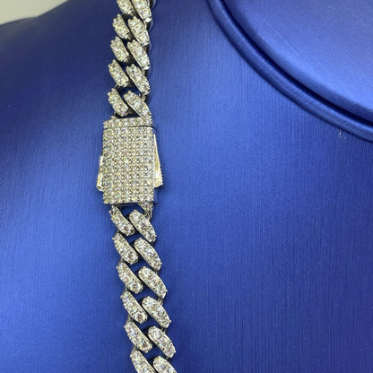 925 Sterling Silver CZ 22” Rounded Cuban Link Necklace 77.70g 8mm3