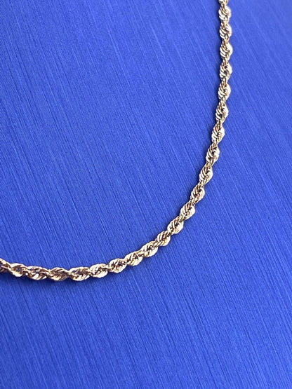 10k Rose gold 16 inch hollow rope necklace 1.9 mm 1.4 g brand new2