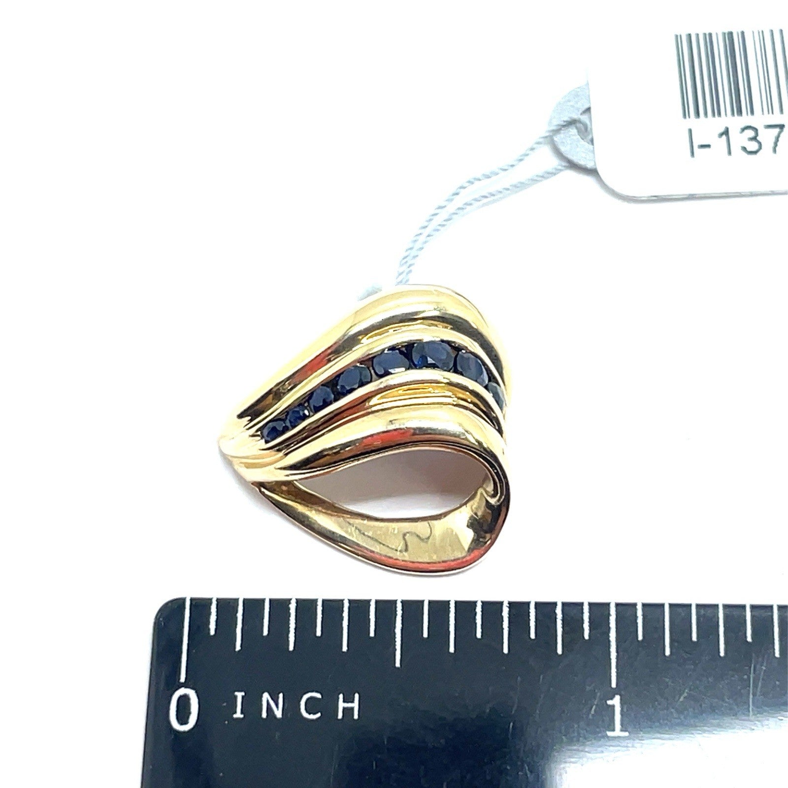 14k Yellow Gold Women’s Heart With Sapphire Pendant 3.80g3