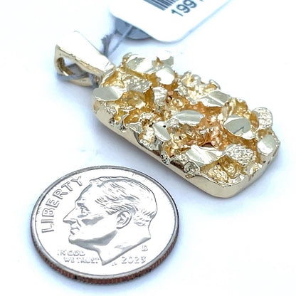 14K Yellow Gold Nugget Dog tag Pendant 7.30g1