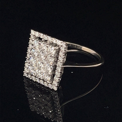 14 karat white gold rectangle diamond cluster ringG-H SI  .77 CTW size 70