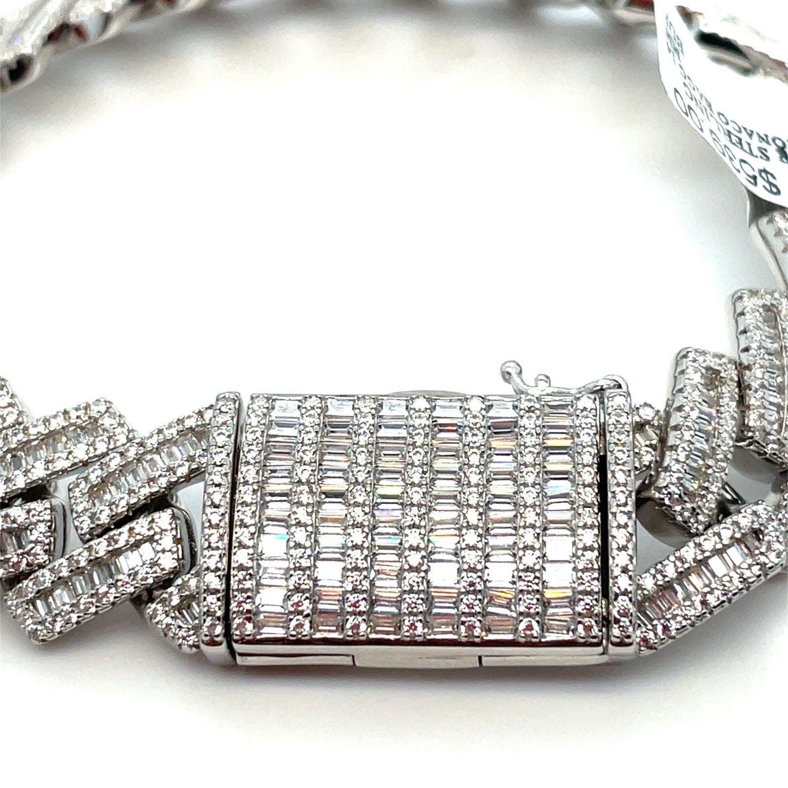 925 Sterling Silver CZ 8” Monaco Style Bracelet 59.70g 14mm2
