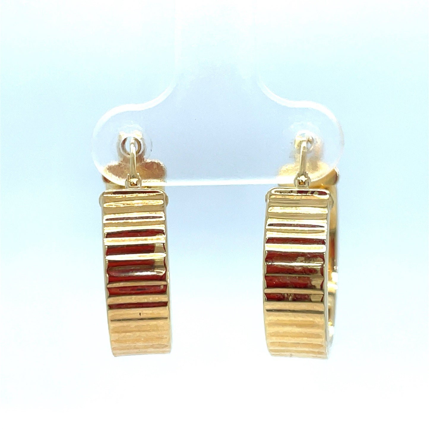 14k Yellow Gold Women’s Wide Ribbed Huggie Hoop Earrings 2.45g0