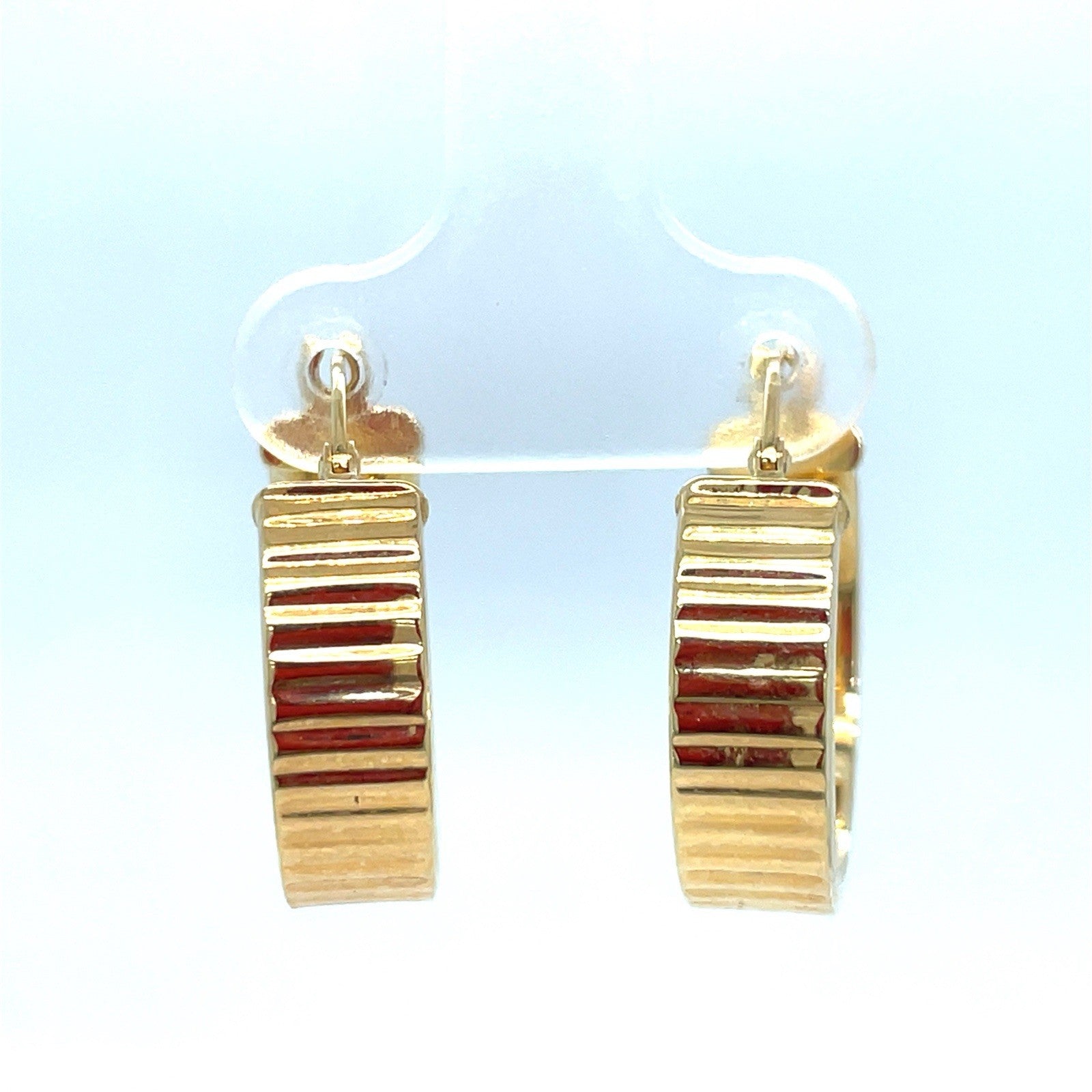 14k Yellow Gold Women’s Wide Ribbed Huggie Hoop Earrings 2.45g0