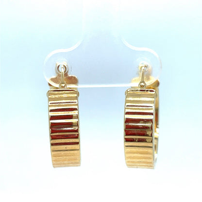 14k Yellow Gold Women’s Wide Ribbed Huggie Hoop Earrings 2.45g0