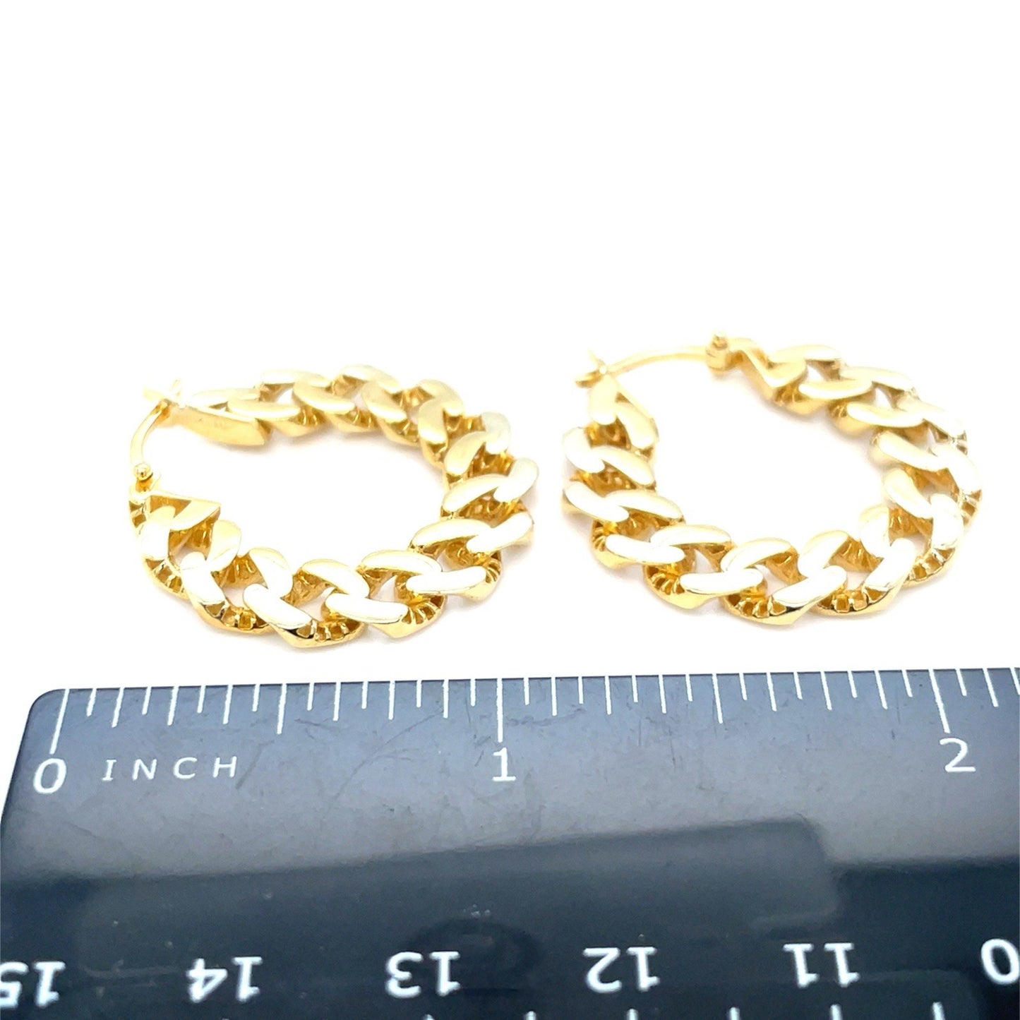 10k Yellow Gold Women’s Flat Cuban Link Hoop Earrings 5.90g2