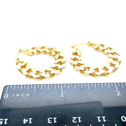10k Yellow Gold Women’s Flat Cuban Link Hoop Earrings 5.90g2