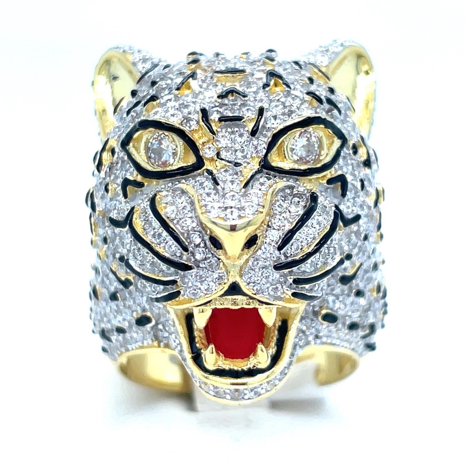 925 Sterling Silver CZ Jaguar Ring 22.00g Size 100