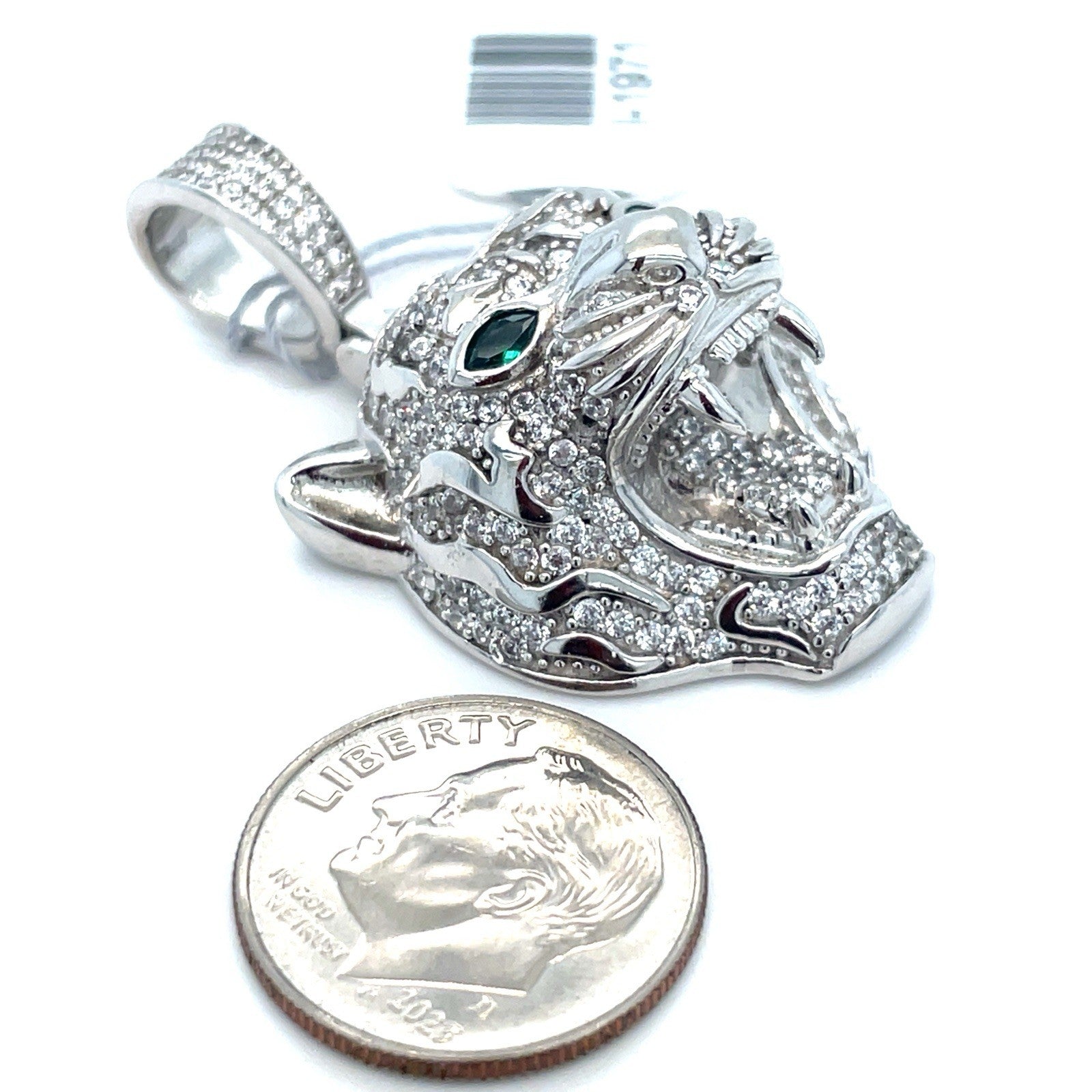 925 Sterling Silver CZ Jaguar Pendant 11.70g 2