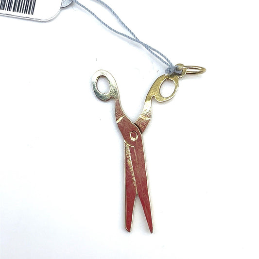 10k Yellow Gold Flat Barber Scissors Pendant 1.30g0