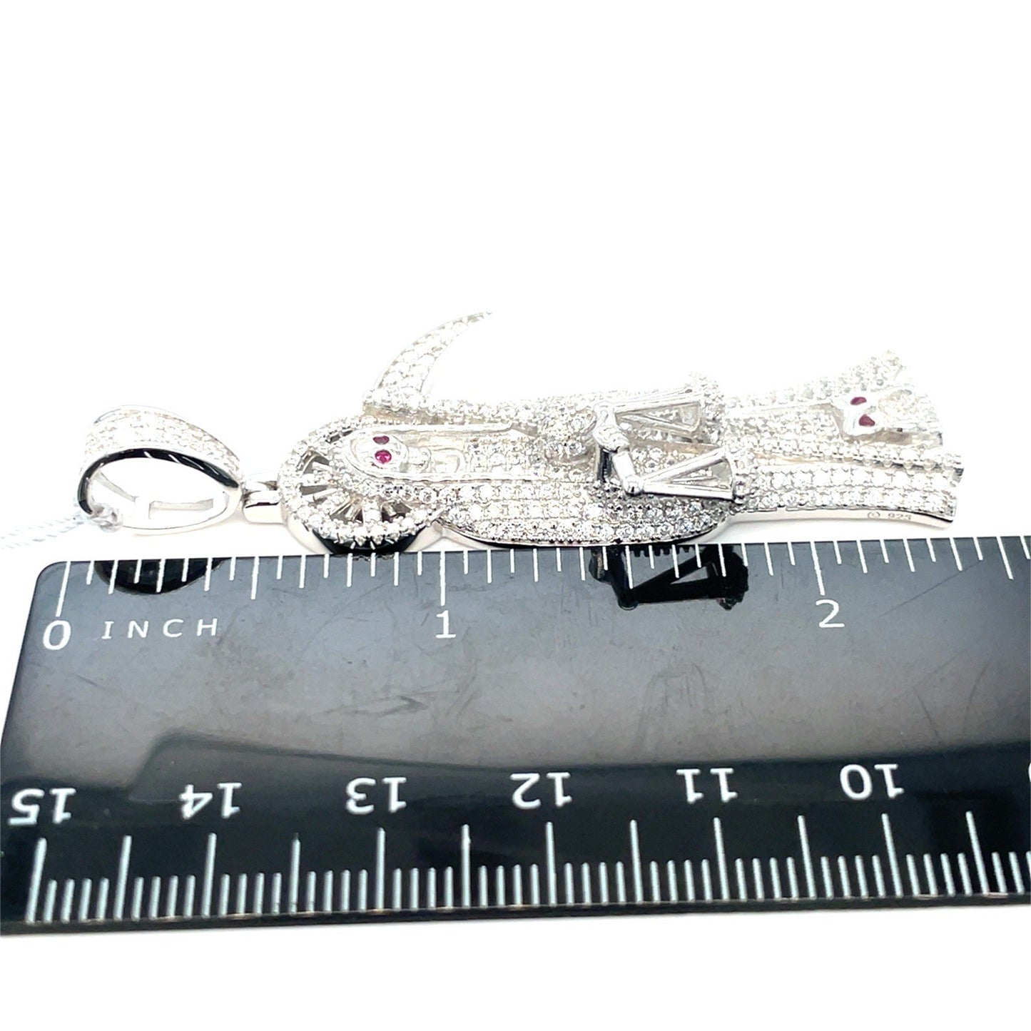 925 Sterling Silver CZ Santa Muerte Pendant 12.20g 3