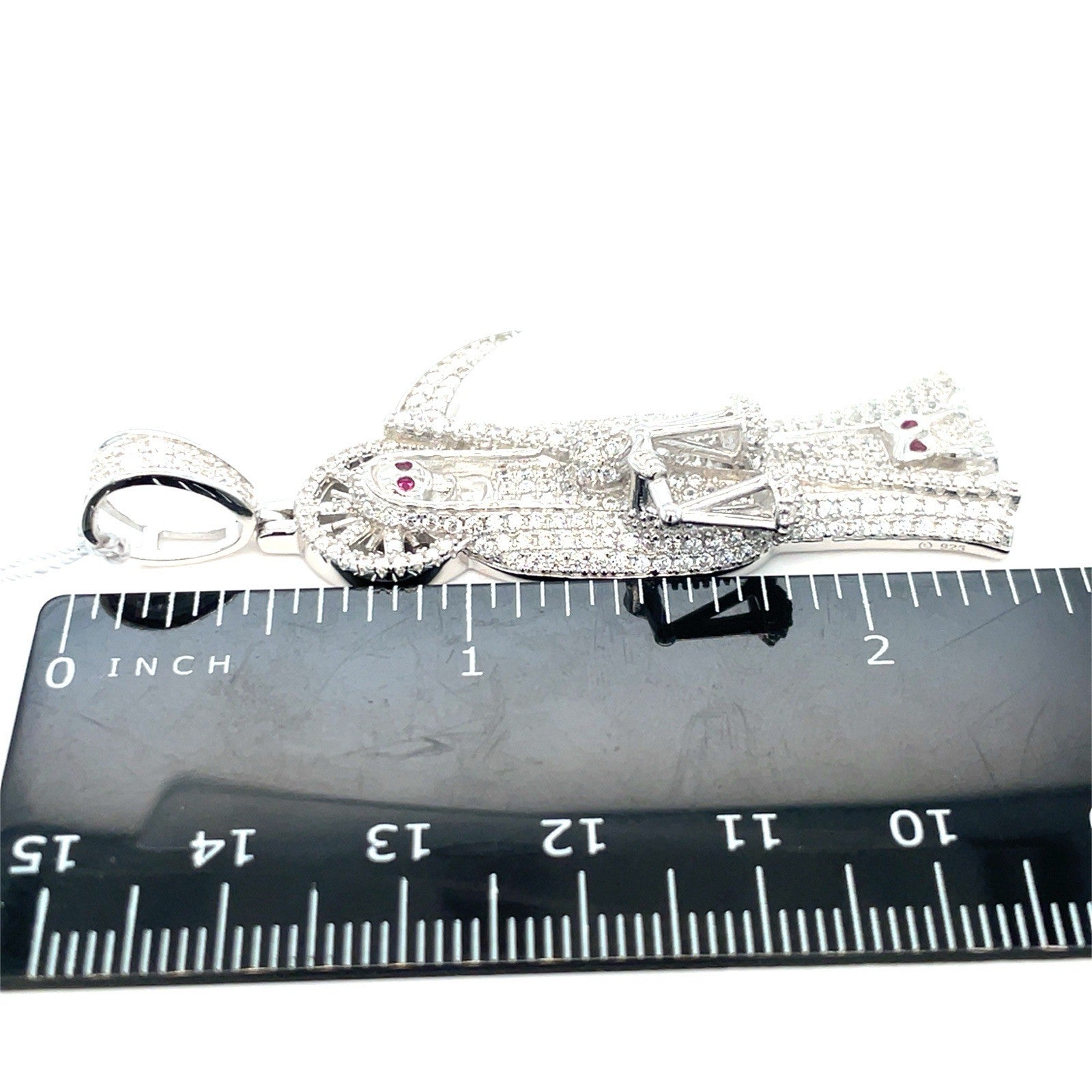 925 Sterling Silver CZ Santa Muerte Pendant 12.20g 3