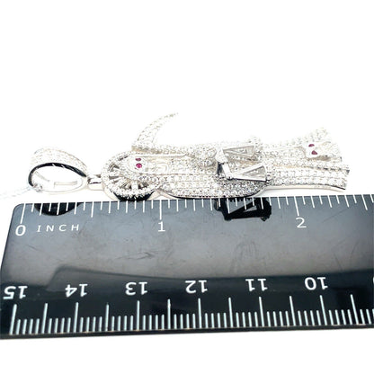 925 Sterling Silver CZ Santa Muerte Pendant 12.20g 3