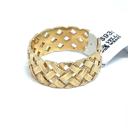 14k Yellow Gold Wide Weave Style Ring 7.90g 9.5MM Size 121