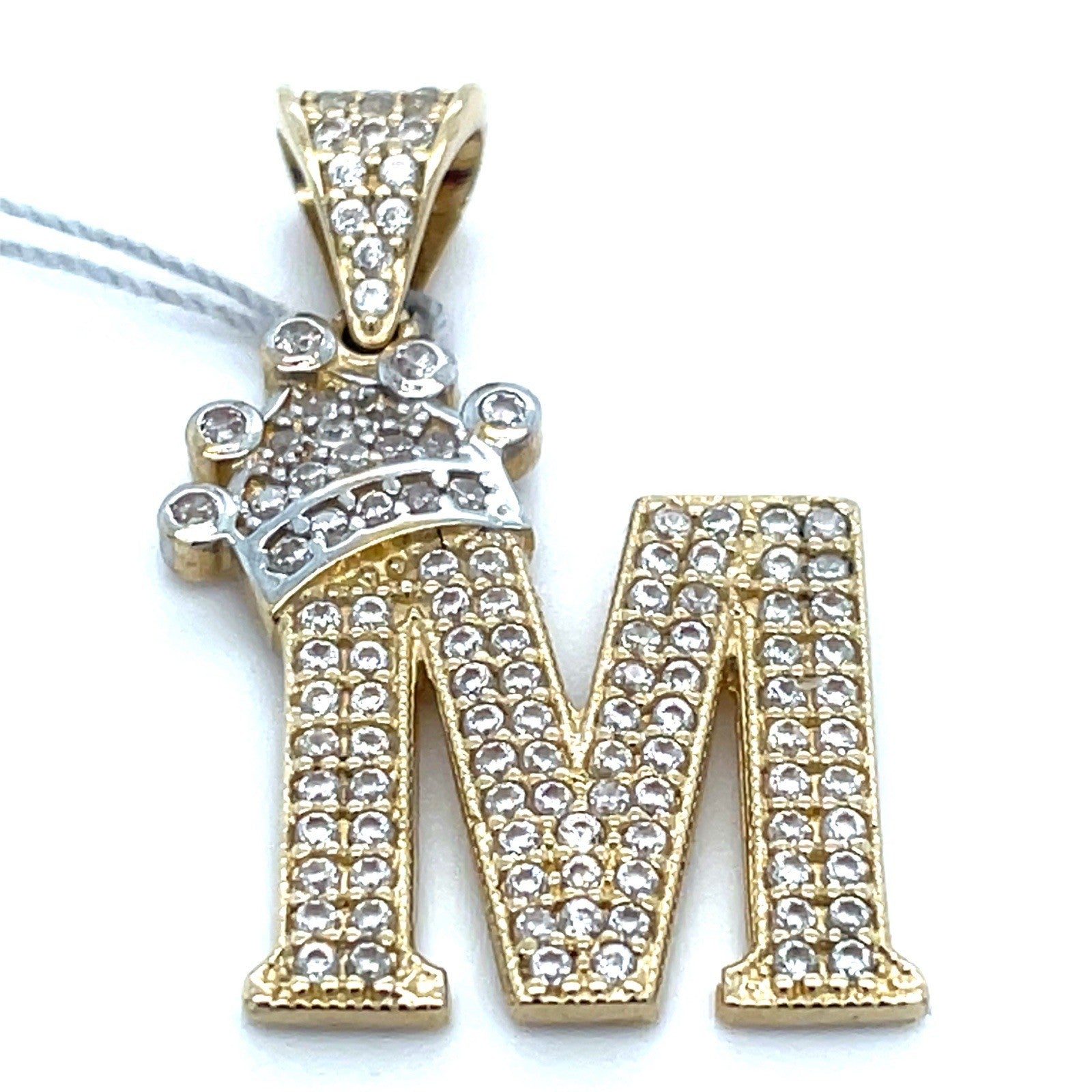 14k Yellow Gold CZ M With Crown Pendant 3.30g1