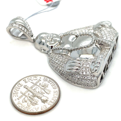 925 Sterling Silver CZ Buddha Pendant 15.60g2