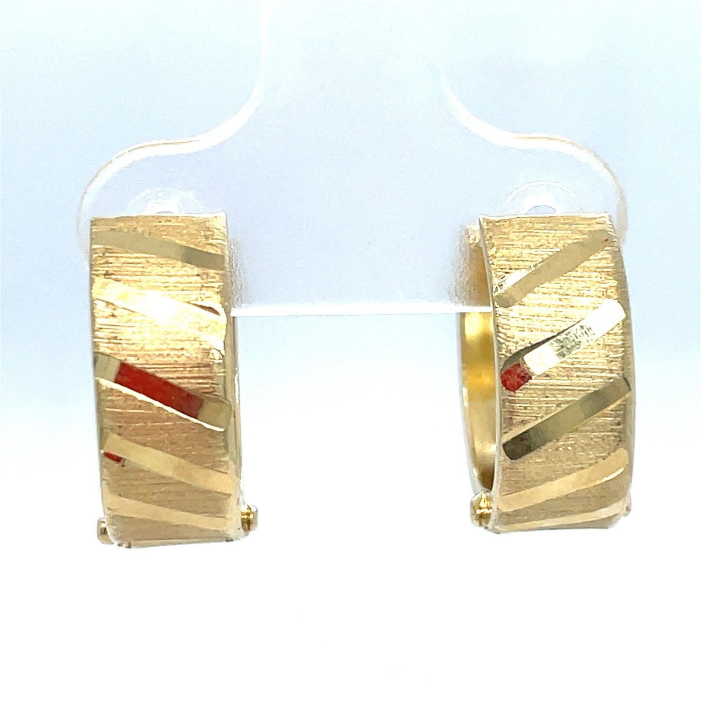 14k Yellow Gold Women’s Satin Angle Huggie Hoop Earrings 2.50g 6x150