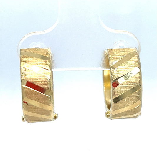 14k Yellow Gold Women’s Satin Angle Huggie Hoop Earrings 2.50g 6x150