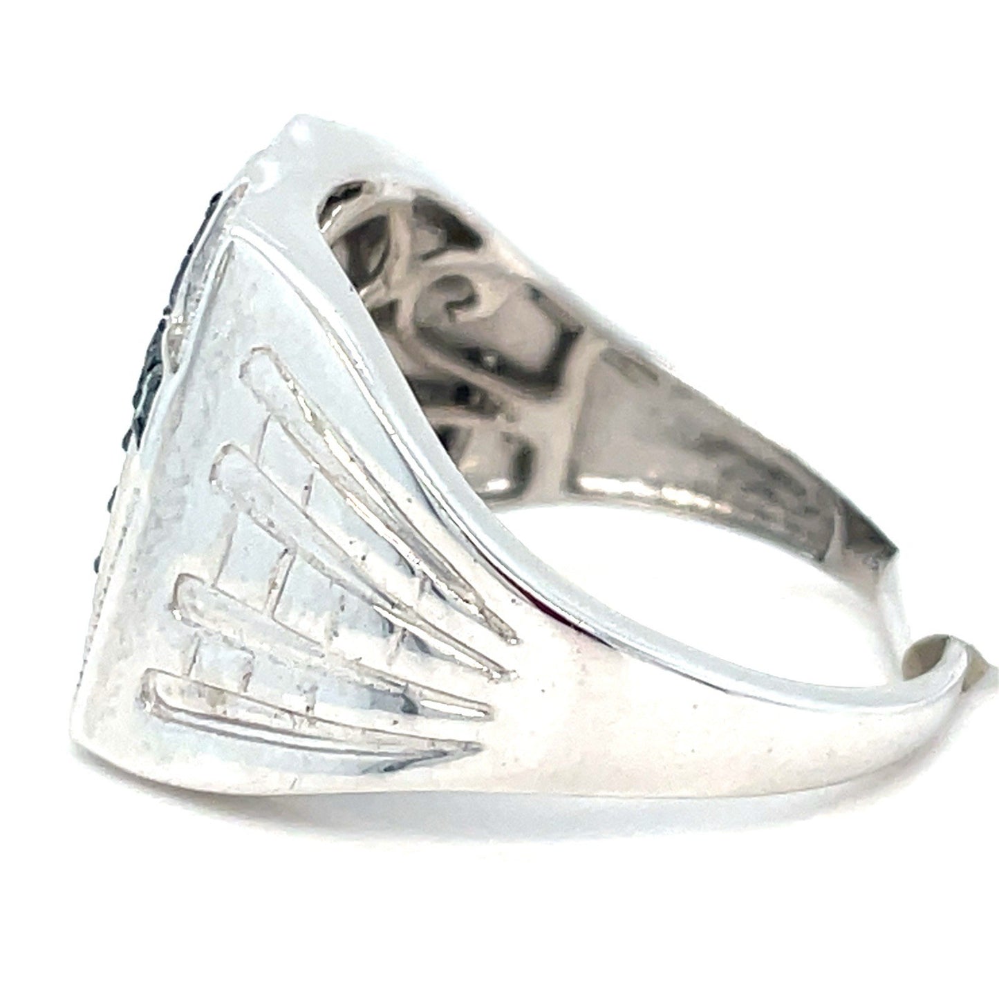 925 Sterling Silver Blue Cross Diamond Ring 5.00g .5CTW Size 102