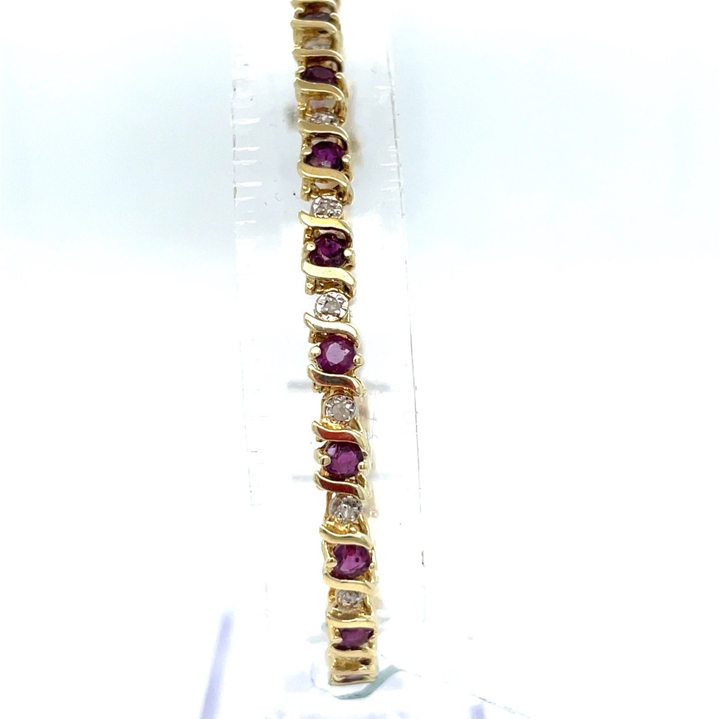 14k Yellow Gold Women’s 7” Ruby Tennis Bracelet 9.00g 1