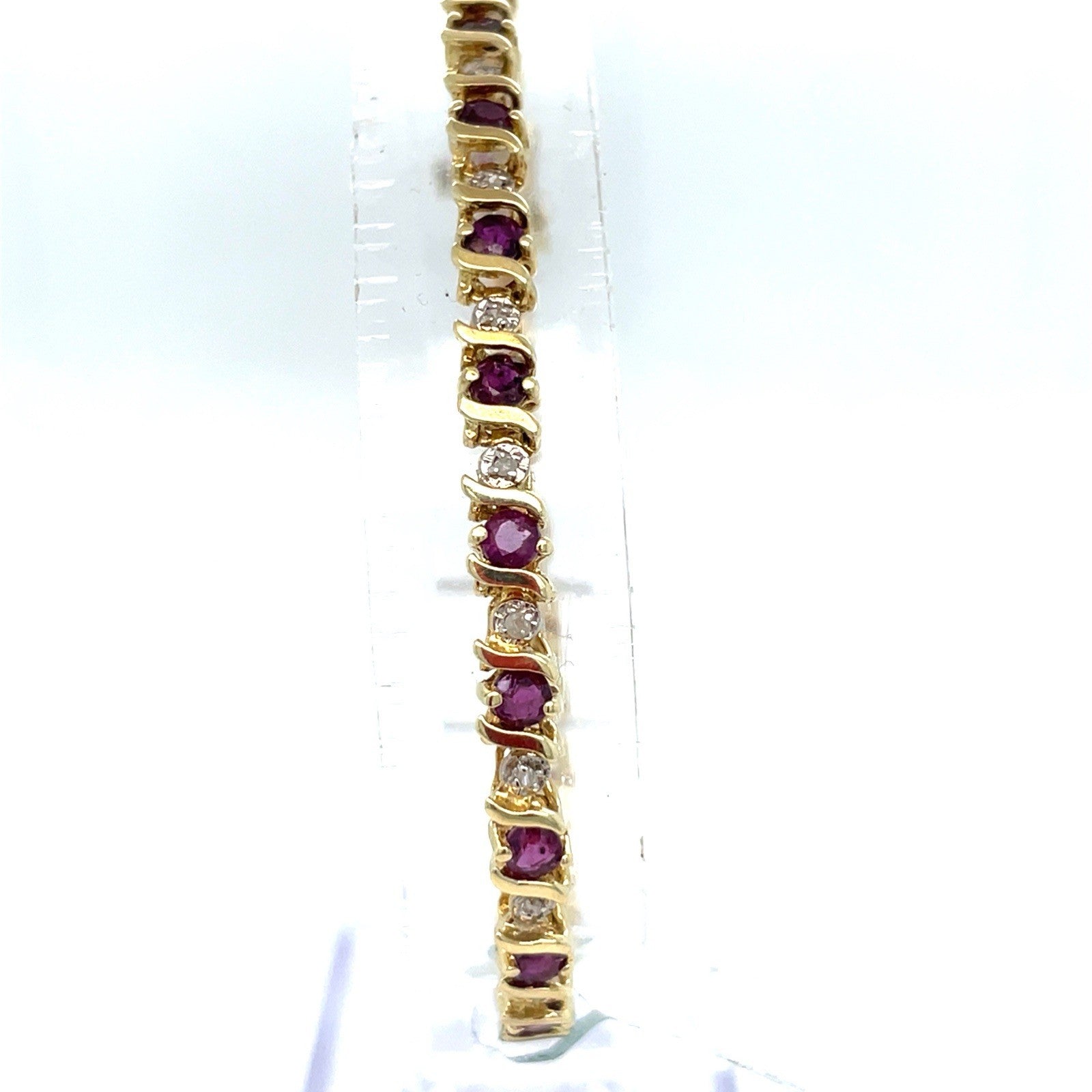 14k Yellow Gold Women’s 7” Ruby Tennis Bracelet 9.00g 1