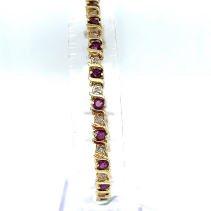 14k Yellow Gold Women’s 7” Ruby Tennis Bracelet 9.00g 1