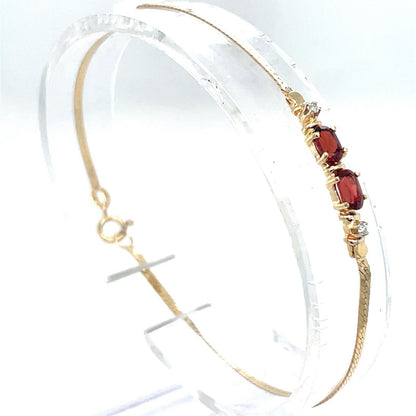 14k Yellow Gold 7” Women’s Garnet Flat Bracelet 1.70g2