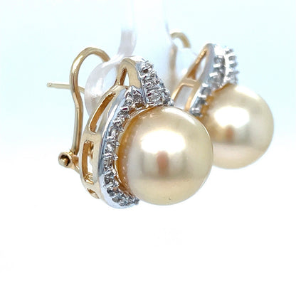 14k Yellow Gold Women’s South Sea Pearl Diamond Earrings 9.86g .8CT W/ Appraisal1
