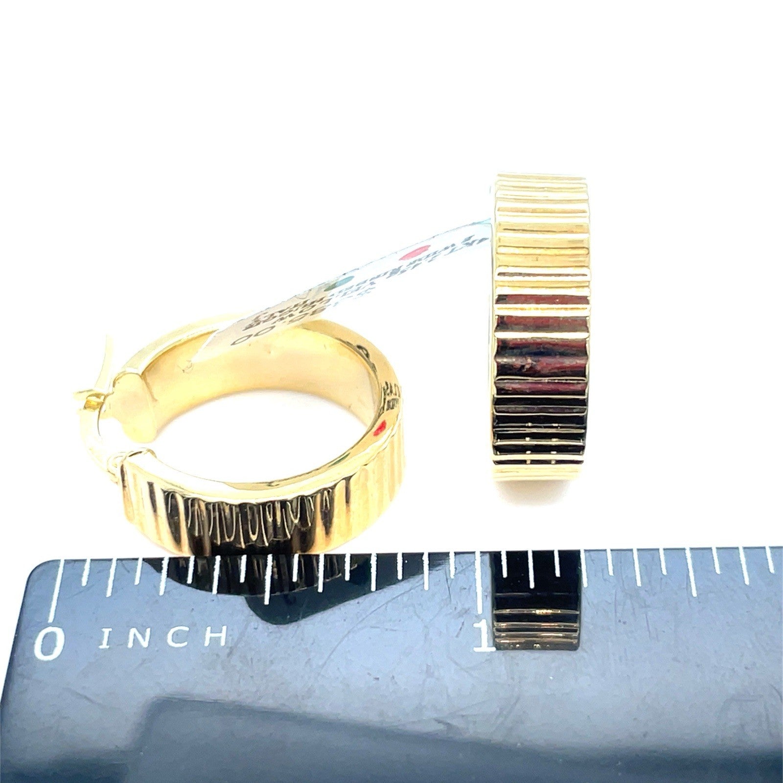 14k Yellow Gold Women’s Wide Ribbed Huggie Hoop Earrings 2.45g2