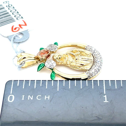 10k Yellow Gold Virgin Mary Cluster Diamond Pendant 2.10g .25CTW2