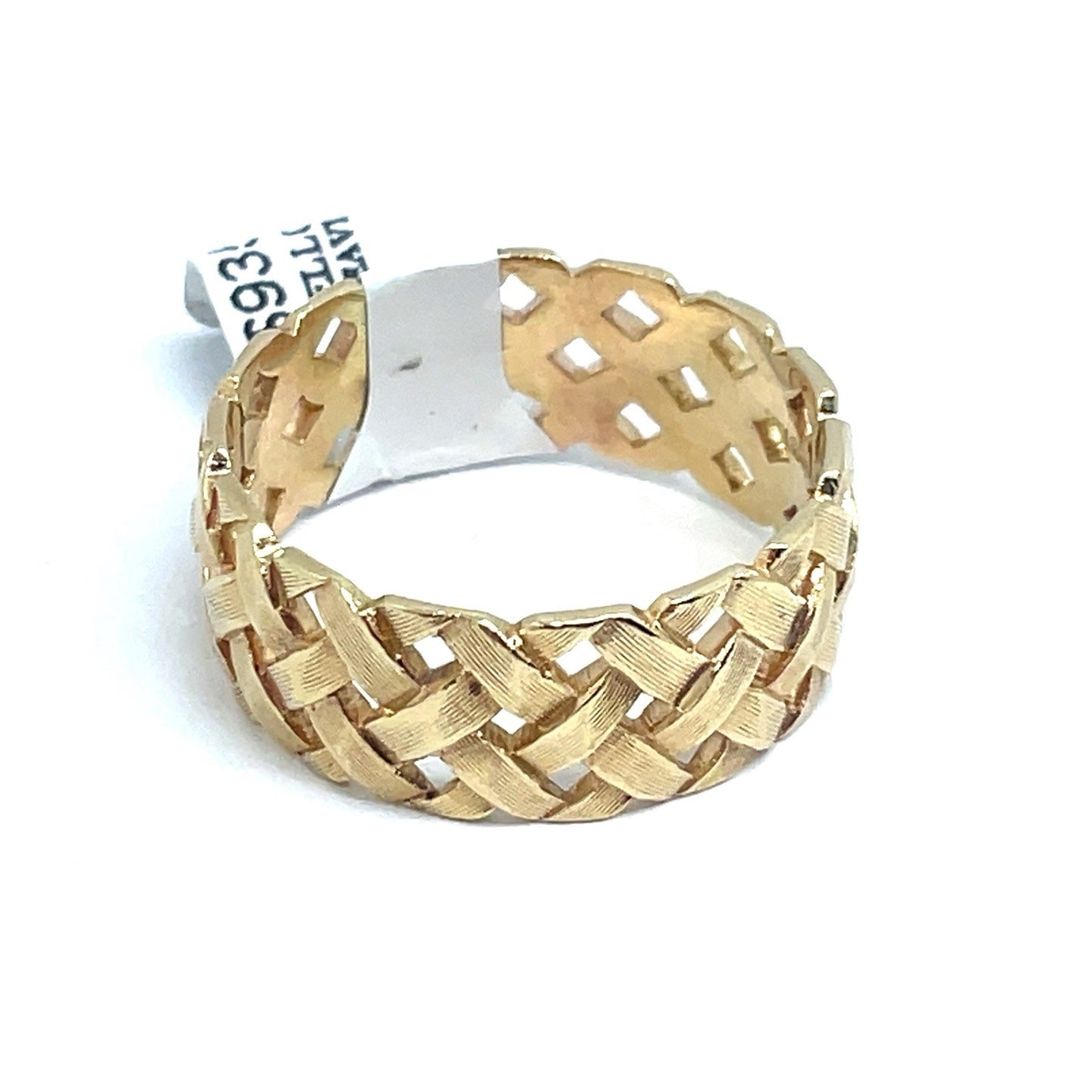 14k Yellow Gold Wide Weave Style Ring 7.90g 9.5MM Size 120