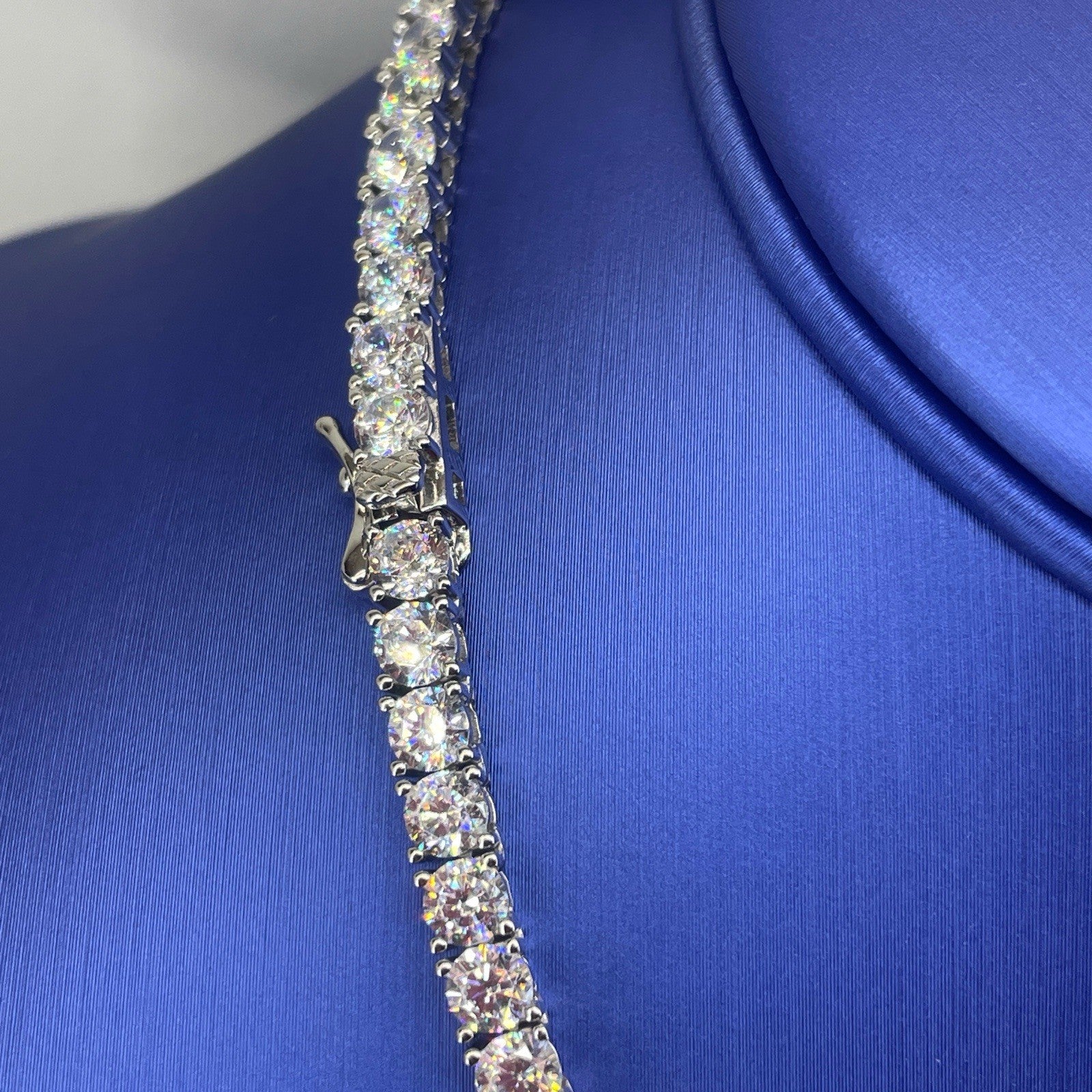 925 Sterling Silver 16” CZ Tennis Necklace 32.30g 4mm3
