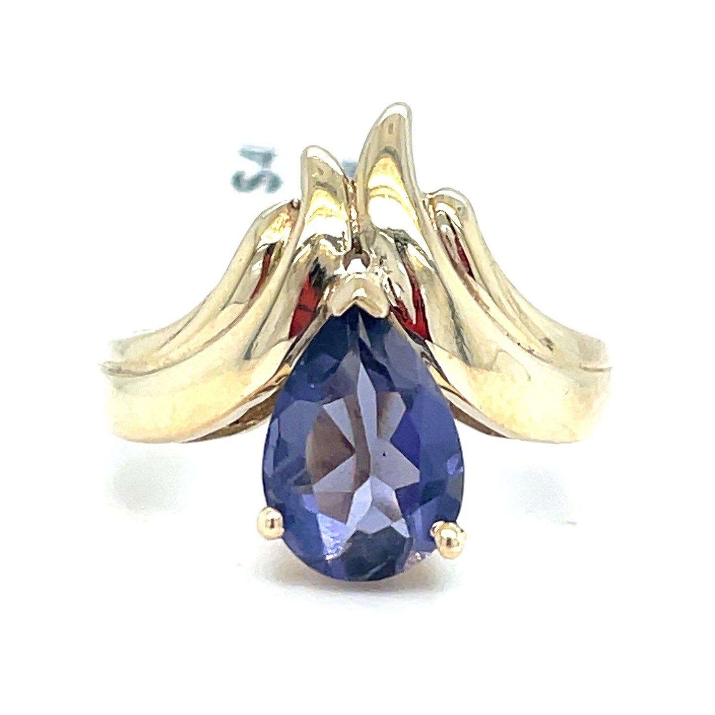 10Kt Yellow Gold Women’s Pear Amethyst Ring 4.40g Size 70
