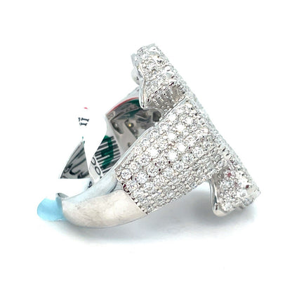 925 Sterling Silver Moissanite Cross Ring 14.20g 4.85CTW Size 101