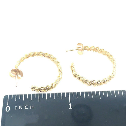 14k Yellow Gold Women’s Hollow Double Rope Style Small Hoop Earrings 2.40g2