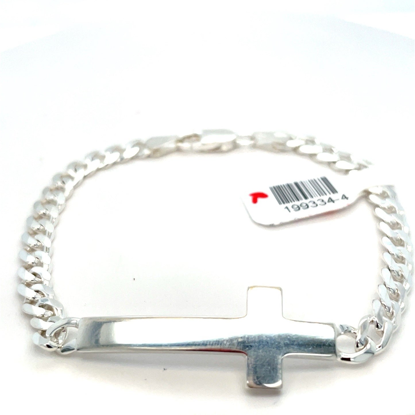 925 Sterling Silver Women’s 8” Cross Cuban Style Bracelet 12.00g 0